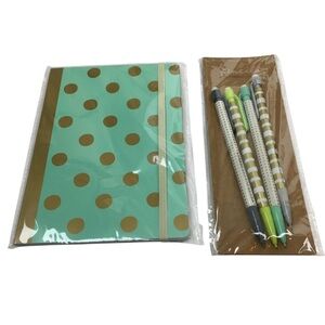 Planner Kit Stationery Set Journal Mechanical Pencils Blue Gold Dot Target NWT
